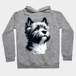 Stunning and Cool Cairn Terrier Monochrome and Gold Portrait for Father's Day Hoodie